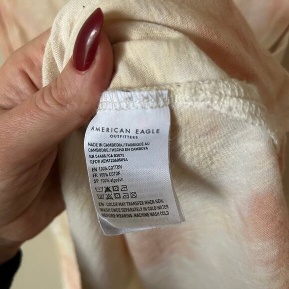 American Eagle Pink Tan Tie Dye Muscle Cropped Tank Top Women’s Size Small - Picture 4 of 6